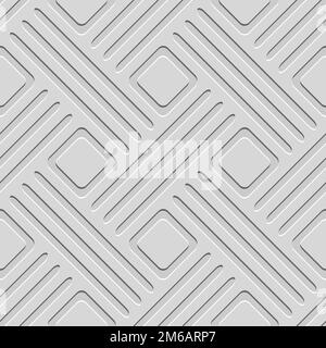 Nahtlose graue geprägte Linien und Quadrate Stockfoto
