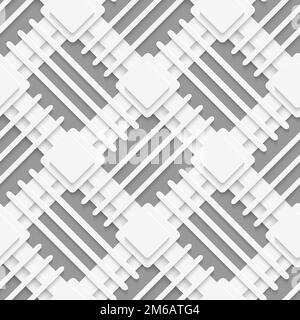 Weiße Quadrate und Linien auf Grau Stockfoto