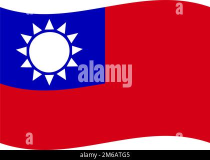 Flatterndes Symbol der taiwanesischen Flagge. Formosa. Bearbeitbarer Vektor. Stock Vektor