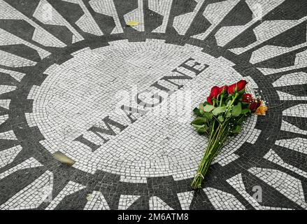 Strawberry Fields, John Lennon Memorial im Central Park Stockfoto