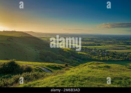 Die Landschaft von South Downs am Devil's Dyke in der Nähe von Brighton in East Sussex, England. Großbritannien Stockfoto