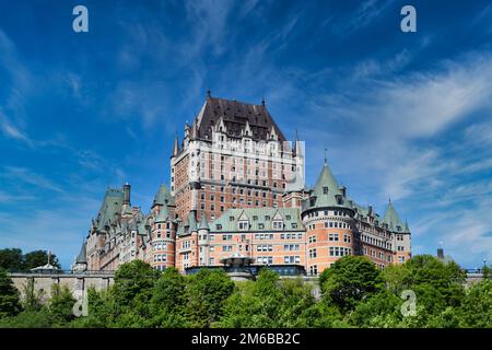 Blick auf das Fairmont Hotel le Chateau Frontenac in Quebec City, Quebec, Kanada Stockfoto