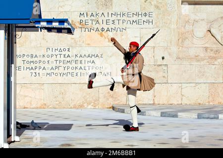 Wachwechsel beim parlament in Athen Stockfoto