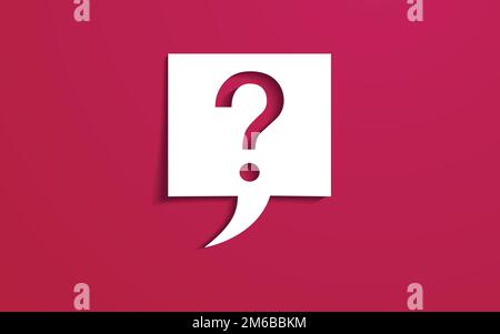 Fragezeichensymbol im Papierschnitt. Minimalistisches Icon-Design. Stock Vektor