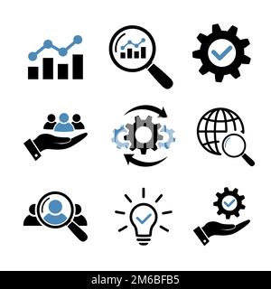 Symbolgruppe für Unternehmen. Finanzen, Service und Teamarbeit Stock Vektor