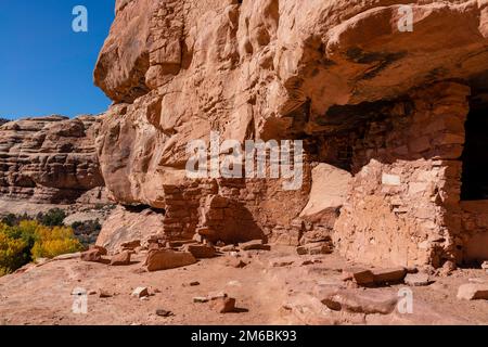 Gefängnisruinierung. Rucksacktouren in Grand Gulch und Anasazi-Wohnungen und Felskunst. In Der Nähe Von Blanding, Utah, Usa. Stockfoto