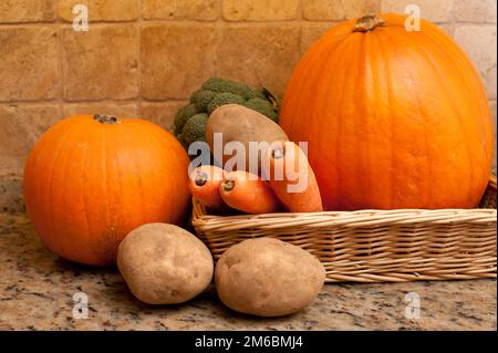 Ernte von frischem Herbst- oder Herbstgemüse Stockfoto