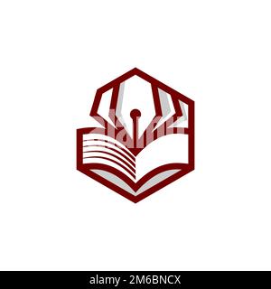 Logo-Design für Füllfederhalter. Schreibwerkzeuge Vektordesign. Nib Pen und Signature-Logo.EPS 10 Stock Vektor