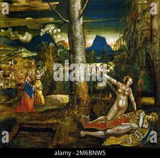 Pyramus und Thisbe (1513-14) von Niklaus Manuel Gen Deutch 1484-1530 Swiss, Schweiz, Stockfoto