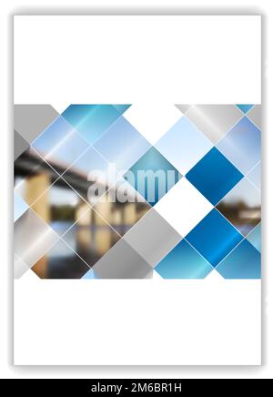 Abstraktes Layout der geometrischen Flyer-Vorlage mit Bridge-Landschaft Stockfoto