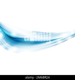 Leuchtend blau leuchtende abstrakte Wellen auf weißem Hintergrund Stockfoto