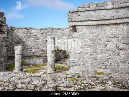 Ruinen von Tulum, präkolumbianische Maya-Stadt, Yucatan, Mexiko. Stockfoto