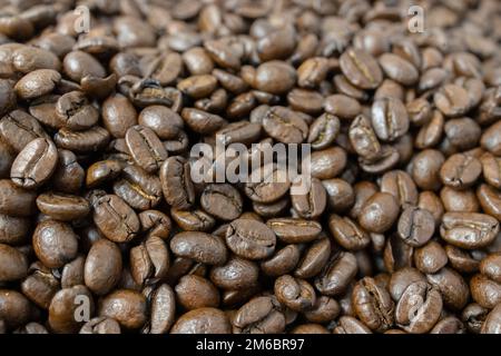 Hintergrund von Kaffeebohnen oder Tapete Stockfoto