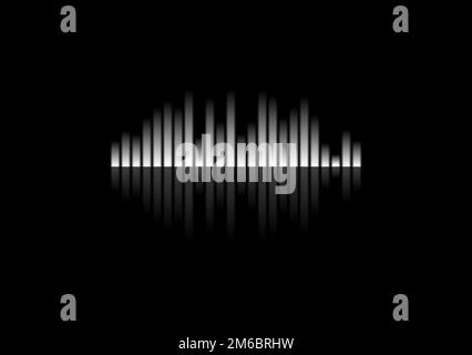 Weißes Concept Equalizer-Design auf schwarzem Hintergrund Stockfoto