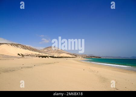 Die berühmte Lagune in Risco El Paso in Playas de Sotavento, Fuerteventura Stockfoto