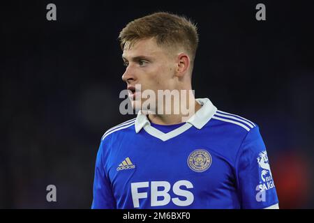 Leicester, Großbritannien. 03. Januar 2023. Harvey Barnes #7 von Leicester City während des Premier League-Spiels Leicester City gegen Fulham im King Power Stadium, Leicester, Großbritannien, 3. Januar 2023 (Foto von Mark Cosgrove/News Images) in Leicester, Großbritannien, am 1./3. Januar 2023. (Foto: Mark Cosgrove/News Images/Sipa USA) Guthaben: SIPA USA/Alamy Live News Stockfoto