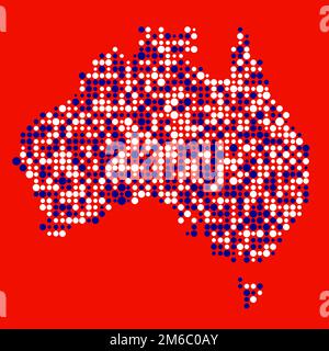 Abgeleitete Musterabbildung für Australien Map Silhouette mit Pixeln Stock Vektor