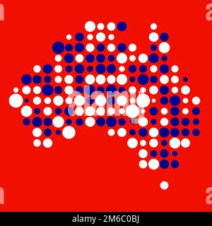 Abgeleitete Musterabbildung für Australien Map Silhouette mit Pixeln Stock Vektor