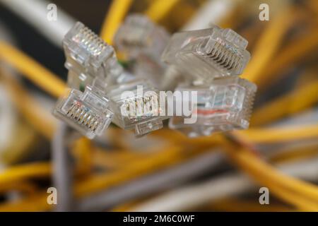 Internet Anschlüsse RJ-45 Kabel Stockfoto