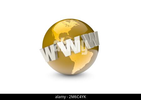 Globalisierung. Internationales Kommunikationssystem. Erstellung und Werbung für die Website. Rendering von 3D-Illustrationen. Stockfoto