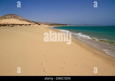 Die berühmte Lagune in Risco El Paso in Playas de Sotavento, Fuerteventura Stockfoto