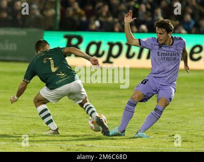 Caceres, Spanien. 03. Januar 2023. Spanisches Fußballspiel Cacereño gegen Real Madrid im Príncipe Felipe Stadium, Caceres, 03. Januar 2023 Odriozola Copa del Rey: Cacereño gegen Real Madrid 900/Cordon Press Credit: CORDON PRESS/Alamy Live News Stockfoto