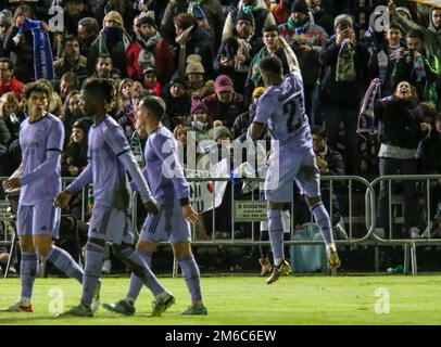 Caceres, Spanien. 03. Januar 2023. Spanisches Fußballspiel Cacereño gegen Real Madrid im Príncipe Felipe Stadium, Caceres, 03. Januar 2023 Rodrygo Copa del Rey: Cacereño gegen Real Madrid 900/Cordon Press Credit: CORDON PRESS/Alamy Live News Stockfoto