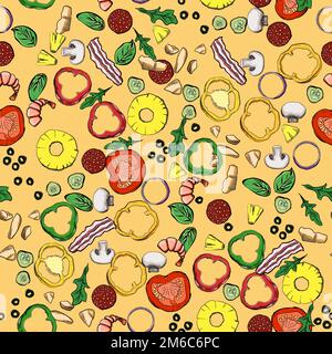 Nahtloses Muster von Lebensmittelzutaten Stockfoto