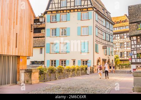 Historisches Fachwerkhaus, Rue des moulins, Hotel Pavillon Regent Petite france Stockfoto