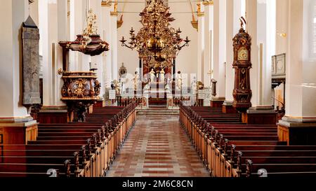 Das luxuriöse Interieur der Trinitatis Kirke lutheran Kirche im Zentrum von Kopenhagen, Dänemark Stockfoto