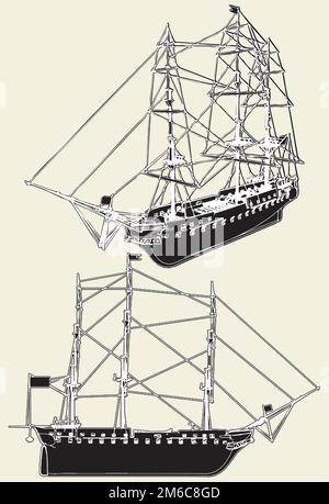 Der Vektor Des Antiken Schiffes Stock Vektor