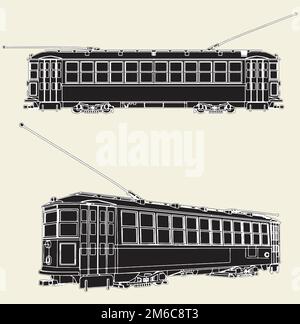 Alter Straßenbahn-Trolley Vector Stock Vektor