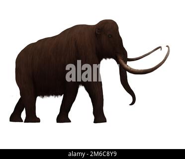 Wollly Mammoth Walking Ice Age Digital Art Von Winters860 Isoliert, Transparenter Hintergrund Stockfoto