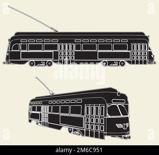 Alter Straßenbahn-Trolley Vector Stock Vektor
