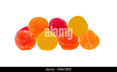 Marmelade Candy Kugeln auf weißem Hintergrund Stockfoto