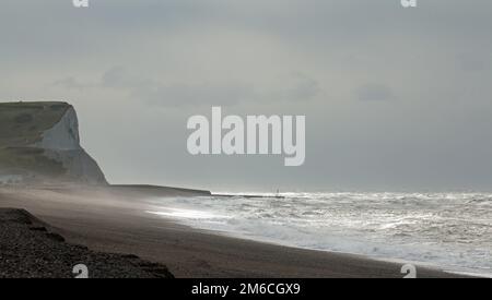 Seaford Head und Rough Sea Stockfoto