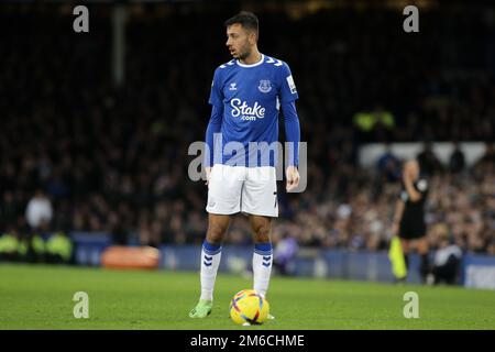 Liverpool, Großbritannien. 03. Januar 2023. Dwight McNeil #7 of Everton während des Premier League-Spiels Everton gegen Brighton und Hove Albion im Goodison Park, Liverpool, Großbritannien, 3. Januar 2023 (Foto von Phil Bryan/News Images) in Liverpool, Großbritannien, am 1./3. Januar 2023. (Foto: Phil Bryan/News Images/Sipa USA) Guthaben: SIPA USA/Alamy Live News Stockfoto