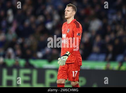 Leicester, England, 3. Januar 2023. Bernd Leno von Fulham während des Premier League-Spiels im King Power Stadium in Leicester. Das Bild sollte lauten: Darren Staples/Sportimage Stockfoto