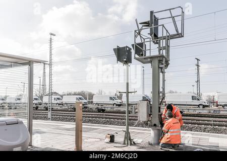 Erweiterung des Bahnabschnitts Magdeburg Stockfoto