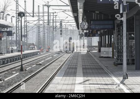 Erweiterung des Bahnabschnitts Magdeburg Stockfoto