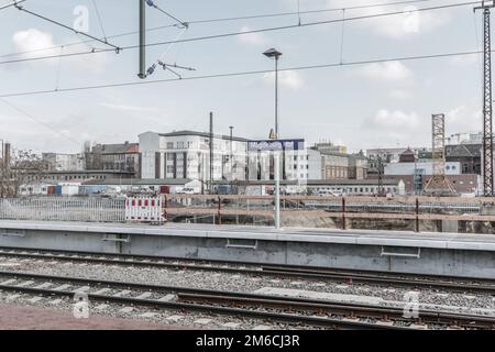 Erweiterung des Bahnabschnitts Magdeburg Stockfoto