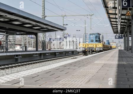 Erweiterung des Bahnabschnitts Magdeburg Stockfoto