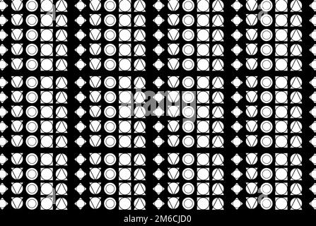 Schwarz-Weiß-Nahtloses Muster geometrischer Formen verschiedener Formen Stockfoto