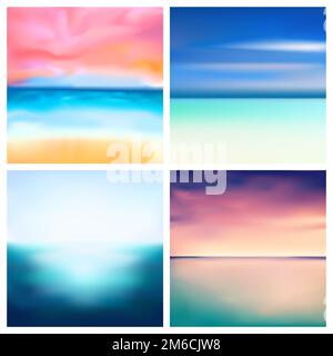 Abstract vector Natur verschwommenen Hintergrund gesetzt. Platz unscharfen Hintergründen - Himmel Wolken Meer Ozean grün Farben Stockfoto