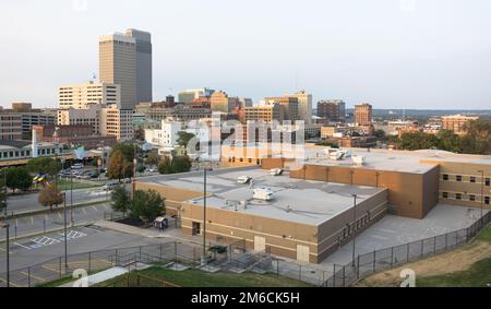 Skyline Der Innenstadt Omaha Nebraska Stadtlandschaft Im Mittleren Westen Stockfoto