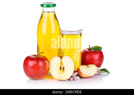Apfelsaft Apfelsaft Apfelsaft Flasche Fruchtsaft getrennt ausgenommen Stockfoto