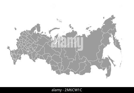 Schematische Karte von Russland auf weißem Hintergrund Stockfoto