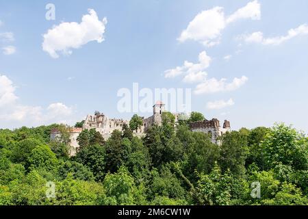 Ruinen von Schloss Tenczyn in Rudno bei Krzeszowice (Polen) Stockfoto