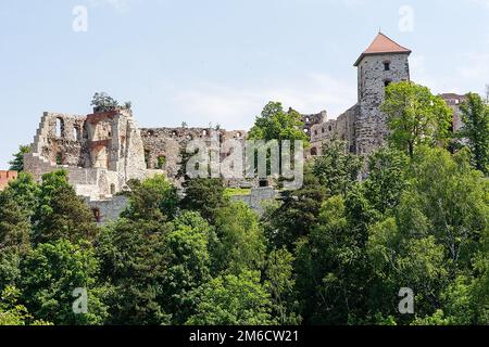 Ruinen von Schloss Tenczyn in Rudno bei Krzeszowice (Polen) Stockfoto