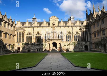 East Range Front Quad des Oriel College, University of Oxford, Oxfordshire, England, Großbritannien Stockfoto